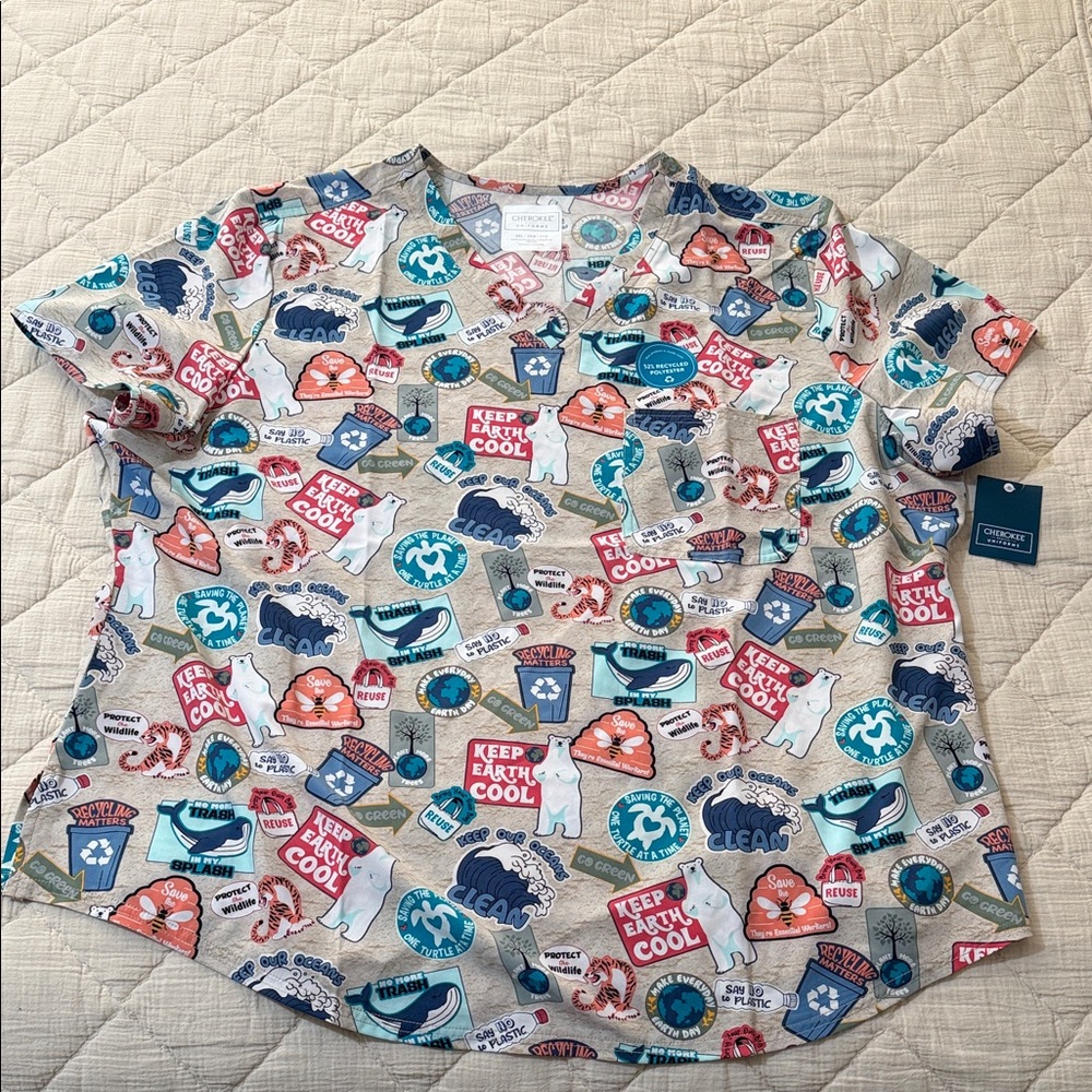 3x Cherokee Care For The Cause Awareness Women’s Scrub Top